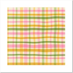 Gingham Pattern Romantic Picnic Pastel Warm Colors Posters and Art